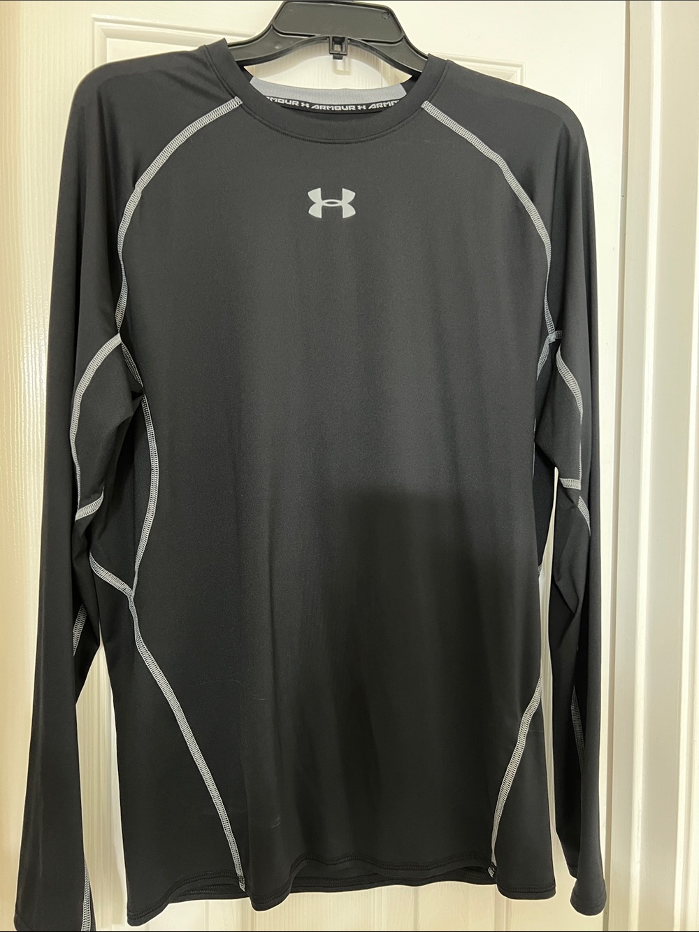 Under Armour Black Long Sleeve Performance Shirt with Gray Stitching